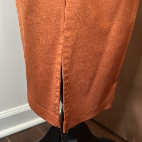 BILL HALLMAN Long Sleeve Mock Neck Dress | Burnt Orange | S - Picture 9 of 9
